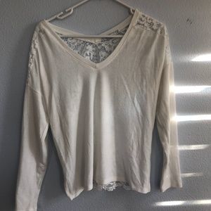 cream/ ivory sweater with lace back